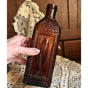 Vintage 1959 Abbott Laboratories Fish Cod Liver Oil Amber Glass Medicine Bottle